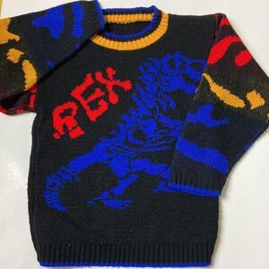 Vintage 80s REX Dinosaur Boys Sweater Size (5-6)Aproximadamente
